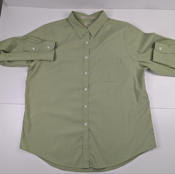 LL Bean Shirt Wrinkle‎ Resistant Pistachio Green Button Front Women's L - Picture 4 of 12
